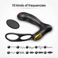 SXHMSAL Prostate Massager Anal Toy Vibrator with Dual Penis Ring, 3 Thrusting Speeds and 10 Vibration Modes, Silicone Butt Plug Remote Control Adult Sex Toys for Men Women Couples