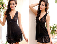 Women Sexy Nightwear S~XXL Lace Nightgown Sleepwear Dress G-String Sexy Lingerie Robe