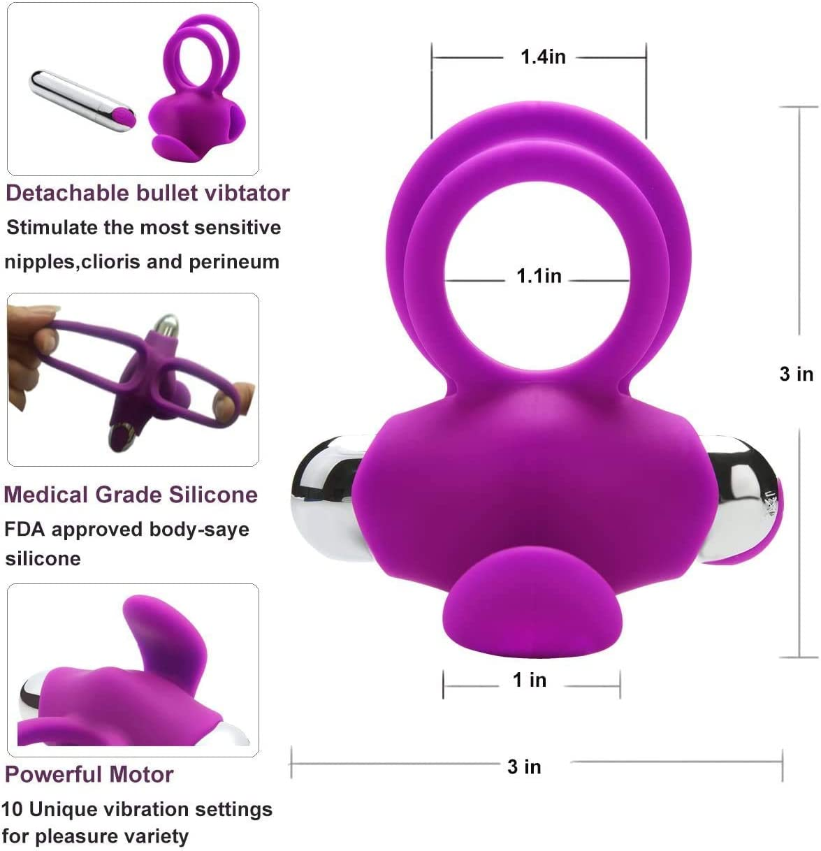 Cockrings Vibrations pour hommes Cockrings Vibrations en silicone;  anneau de plaisir pour vibrateur;  point G stimulant;  masseur de penis;  jouets sexuels pour hommes;  femme et couple