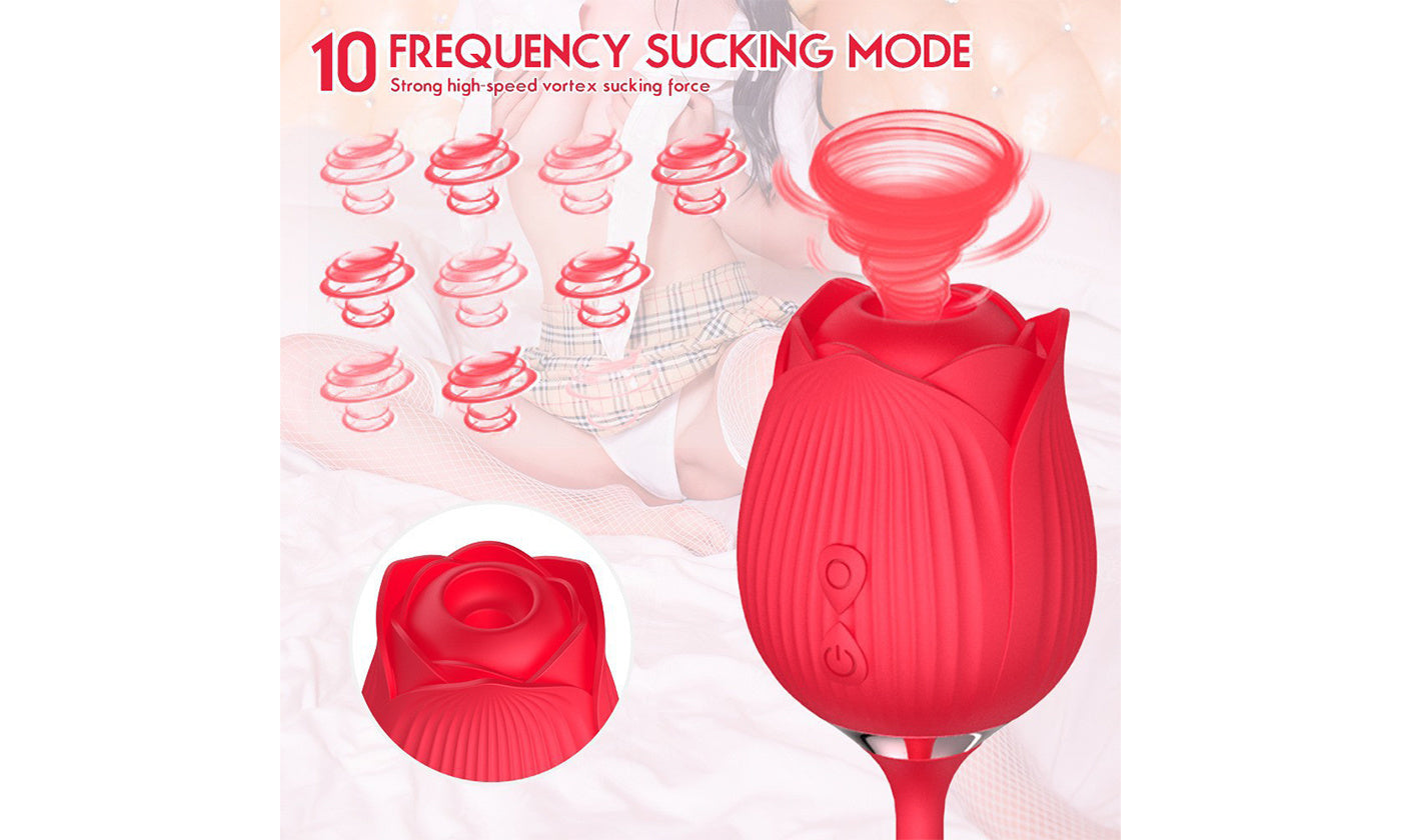 10 Speeds Vibration Suction Rose Nipple Clitoral Sucking Vibrator Sex Toy