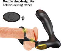 SXHMSAL Prostate Massager Anal Toy Vibrator with Dual Penis Ring, 3 Thrusting Speeds and 10 Vibration Modes, Silicone Butt Plug Remote Control Adult Sex Toys for Men Women Couples