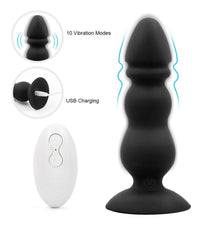 Portable USB Charging Tool Wireless Remote Control 9 Speeds Massaging for Men Gay Electric Beads Vibrate Smooth Silionce Plug for Male Beginners Quiet Tool for Sex;  Tshirt D3G